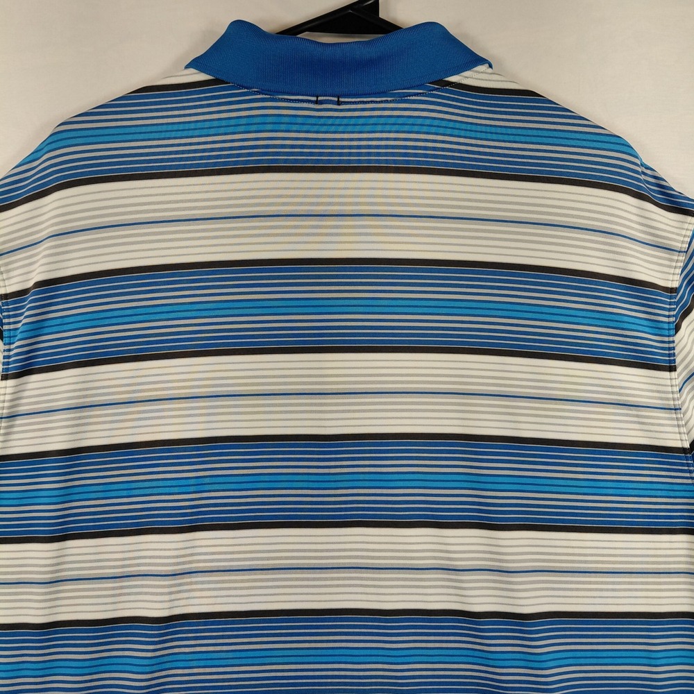Nike‎ Golf Tour Performance Dri-Fit Mens Large Blue Striped Short Sleeve Polo - Picture 13 of 13